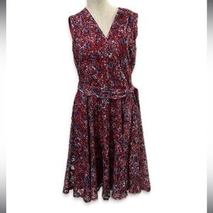 Roz & Ali Dress Womens Size 6 Red Floral Lace Belted Flare Y2K Fairy Romantic